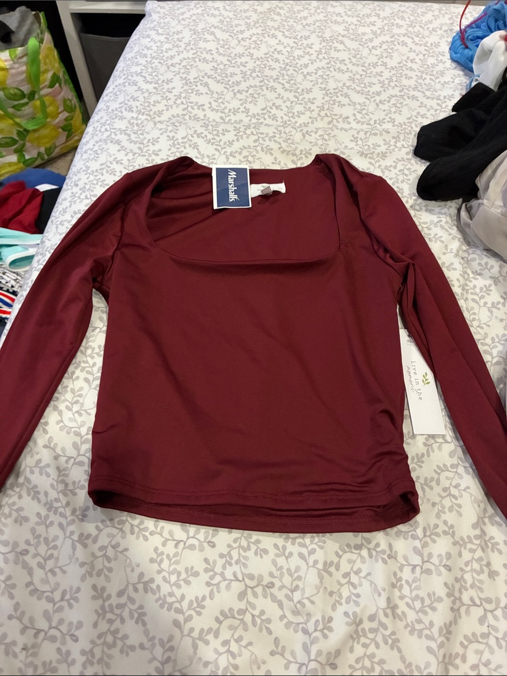Brand new Marshalls Women's Long-Sleeve Square Neck Top — Wine